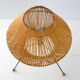 Lampe tripode rotin 1950 vintage