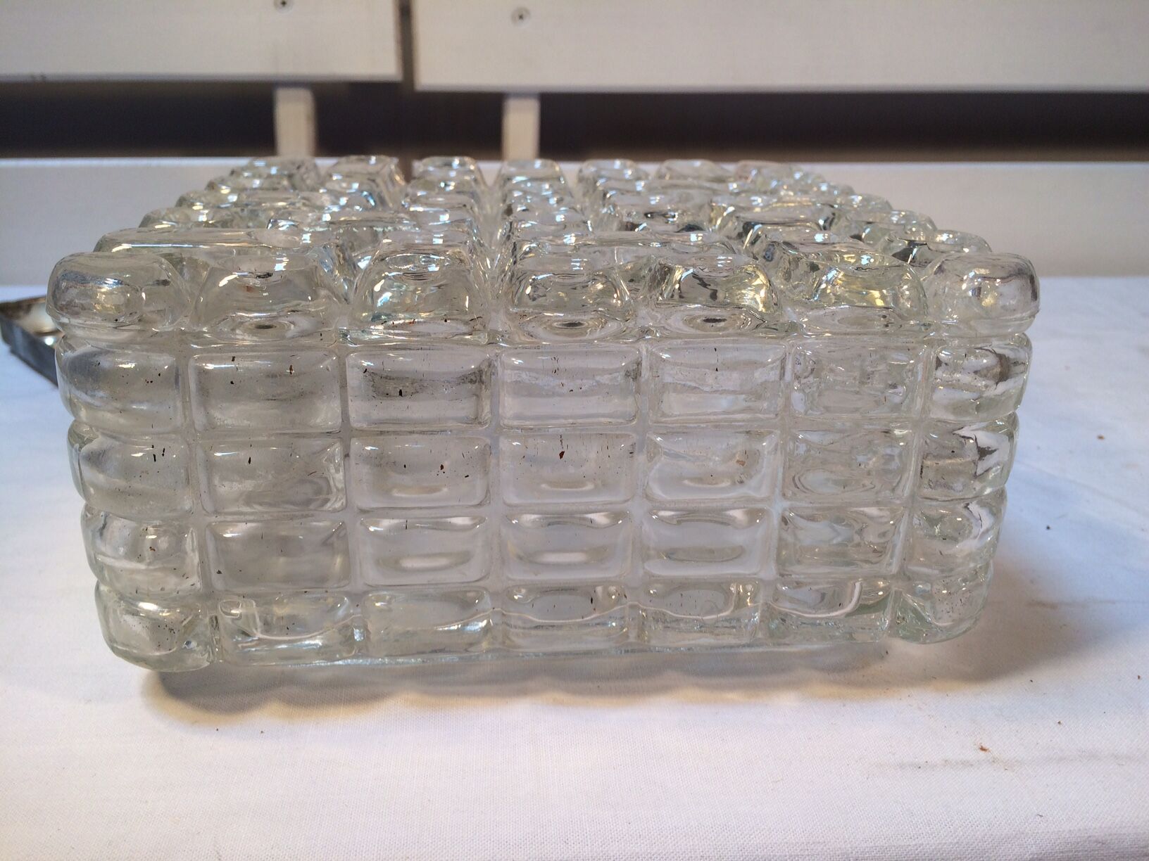 Vintage moulded glass ceiling light - 1970s