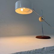 Vintage Midcentury desk lamp in brown leather and chrome Atelje Lyktan, Sweden