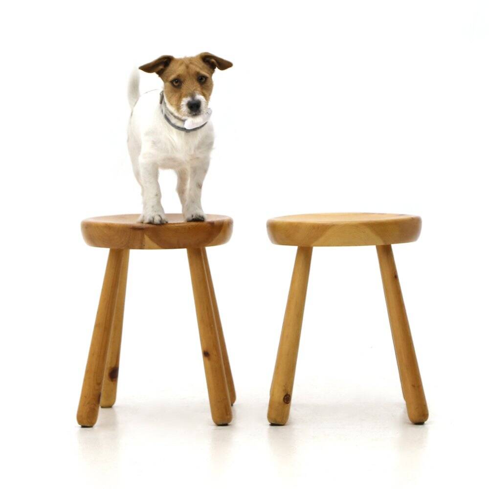 Solid pine stool, 1960s