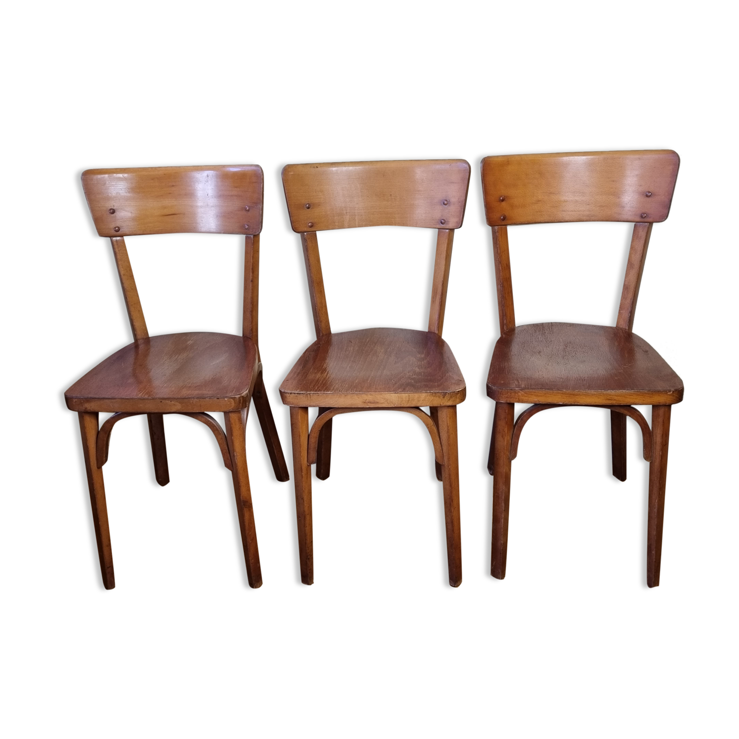 Ensemble de trois chaises bistrot Baumann