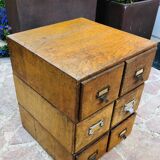 3 Casiers industriels à deux tiroirs en bois