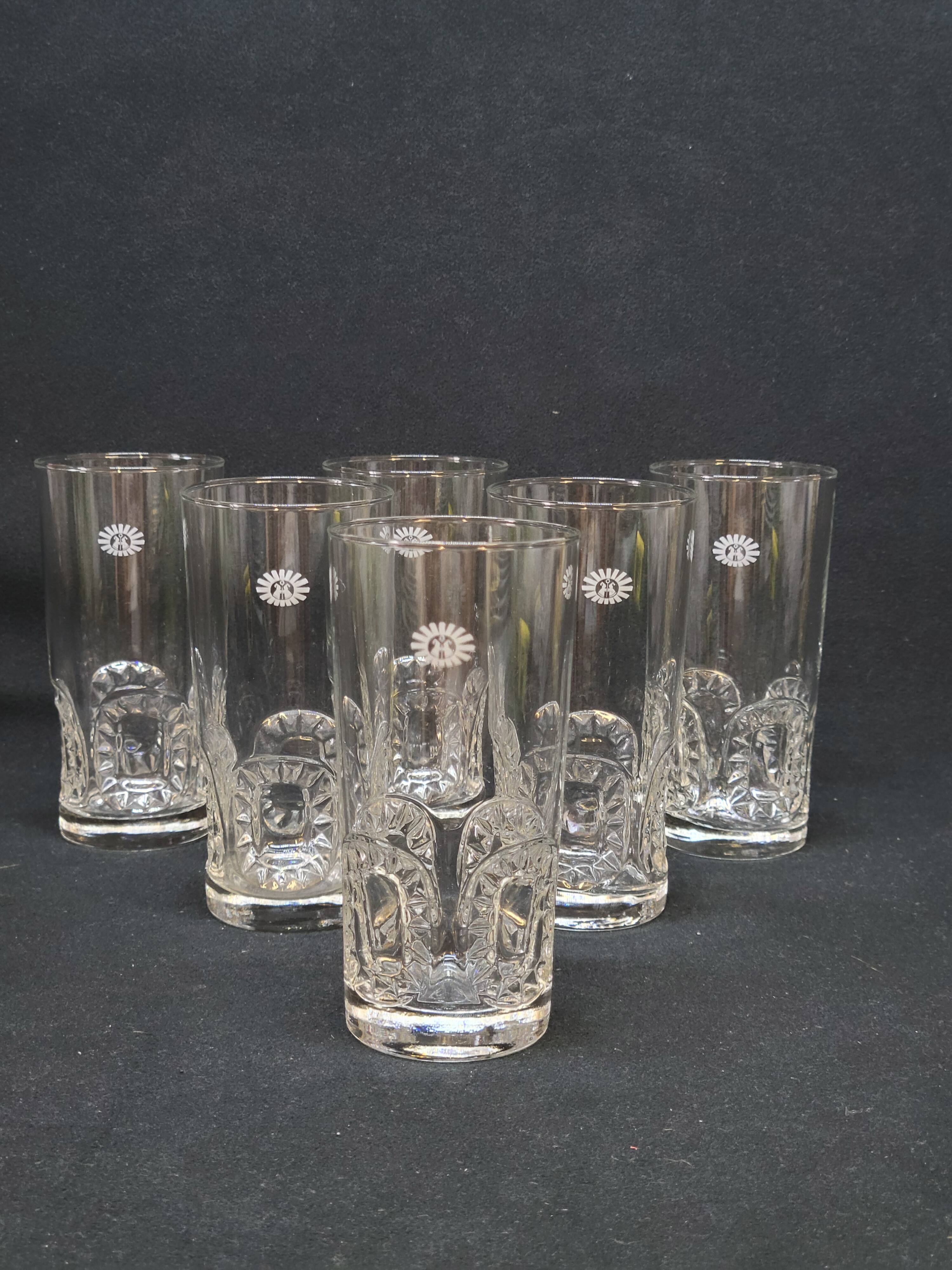 6 Verres A Orangeade Eau Vintage Publicitaires La Roche Aux Fées