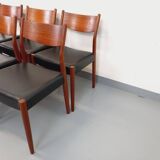 Set of 6 vintage Scandinavian Fristho Franeker chairs in teak and skai from the 60s