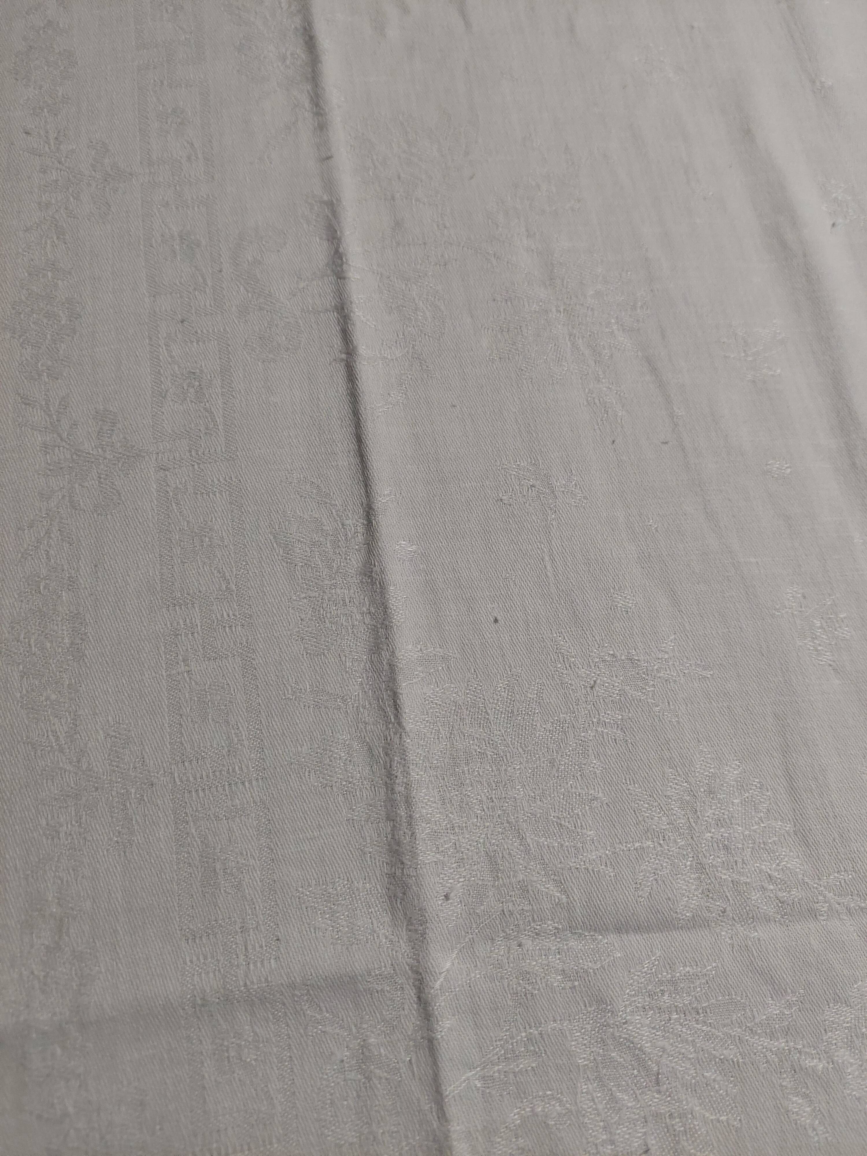 Damask cotton tablecloth monogrammed DD 150 x 220 cm