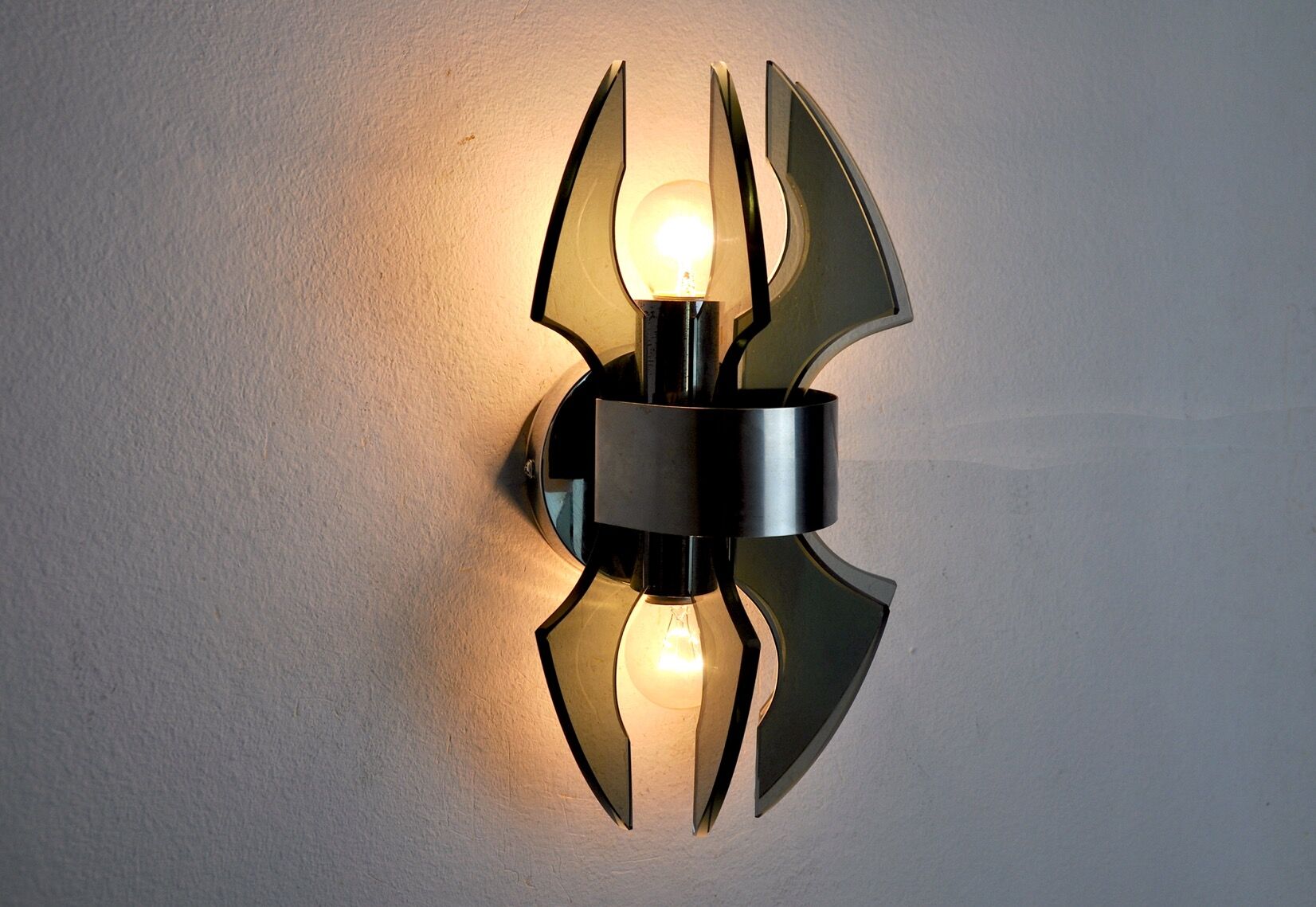 Veca wall lamp, carved murano glass, italy, 1970