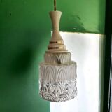 Small mid century clear glass hanging lamp