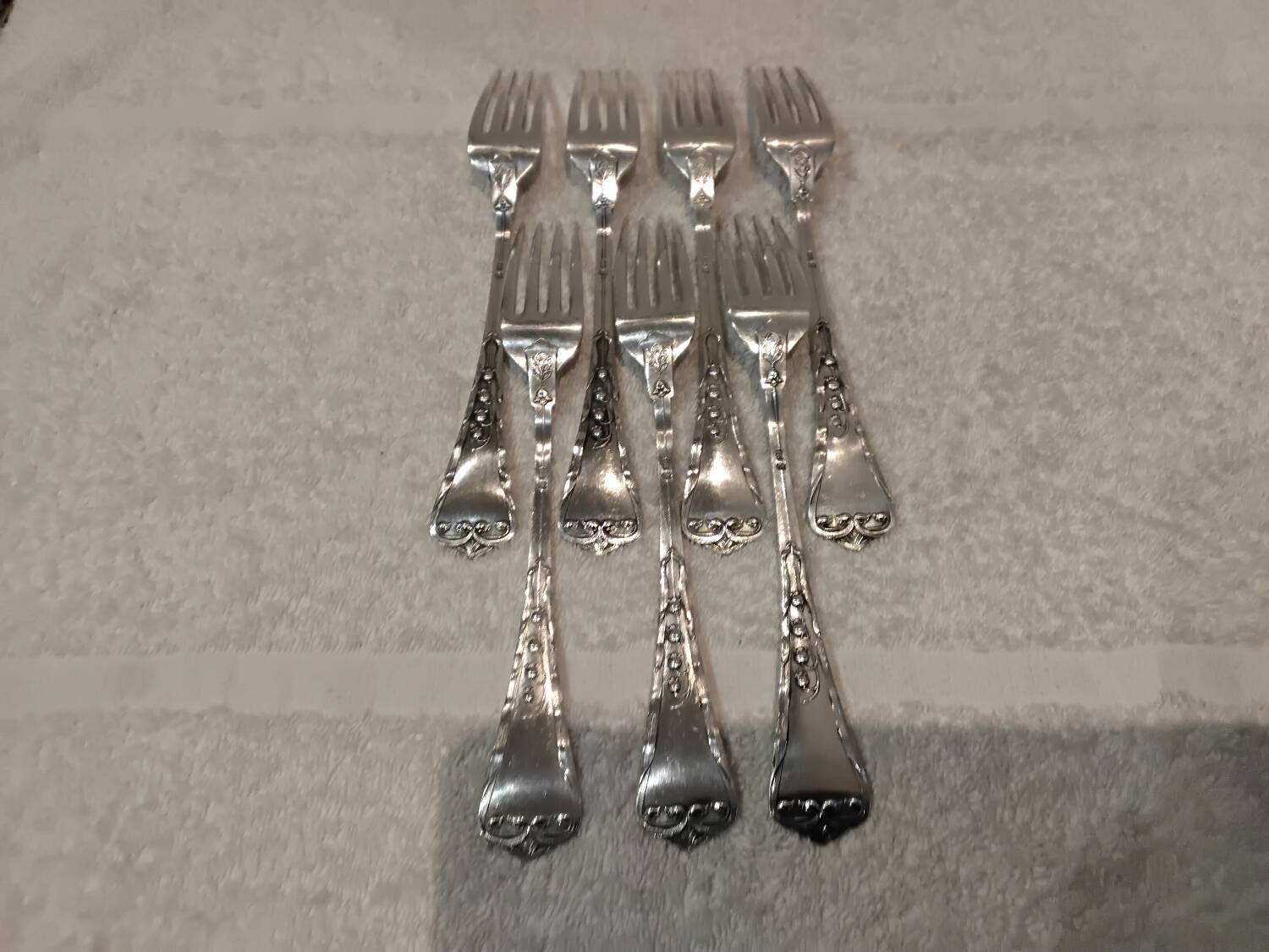 7 forks 800 silver Swiss goldsmith Jezler model Muguet