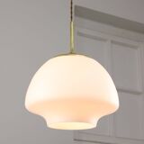 Mid-Century Modern Italian Opaline Glass and Brass Pendant Lamp