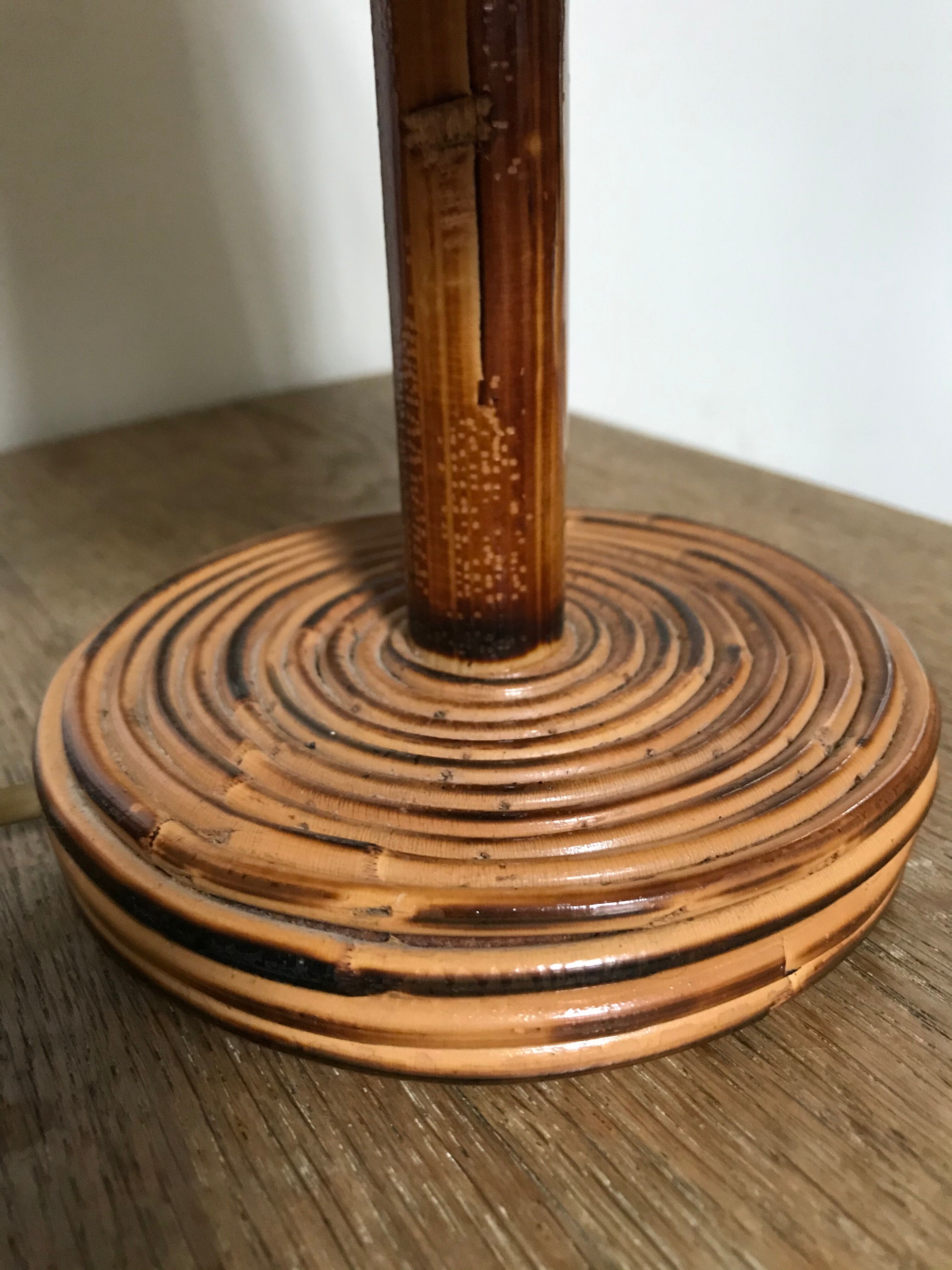 Louis Sognot rattan and bamboo lamp