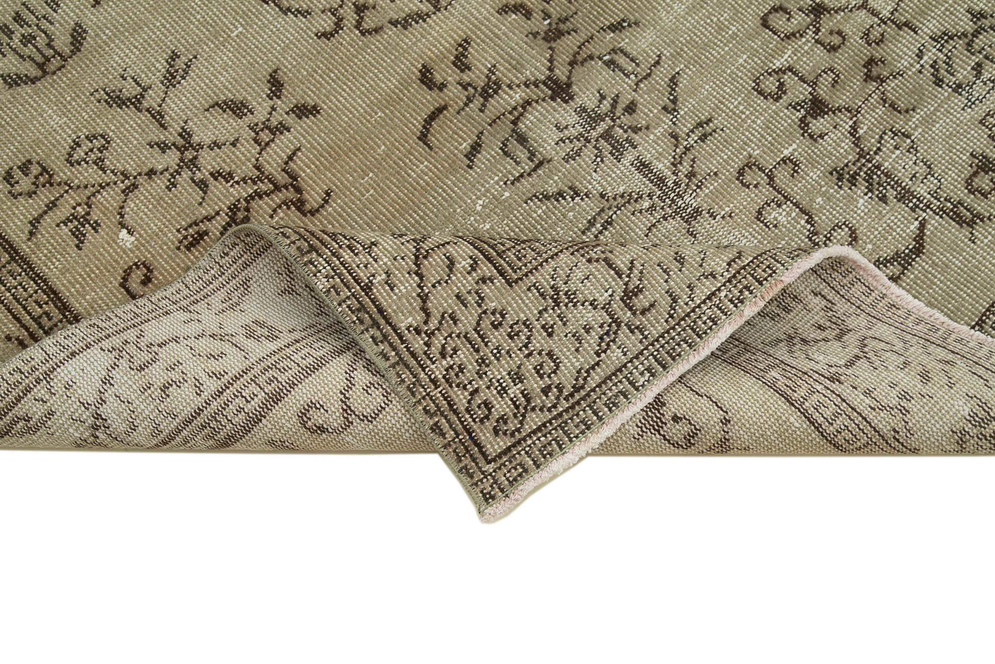 Handwoven anatolian beige carpet 140 cm x 275 cm