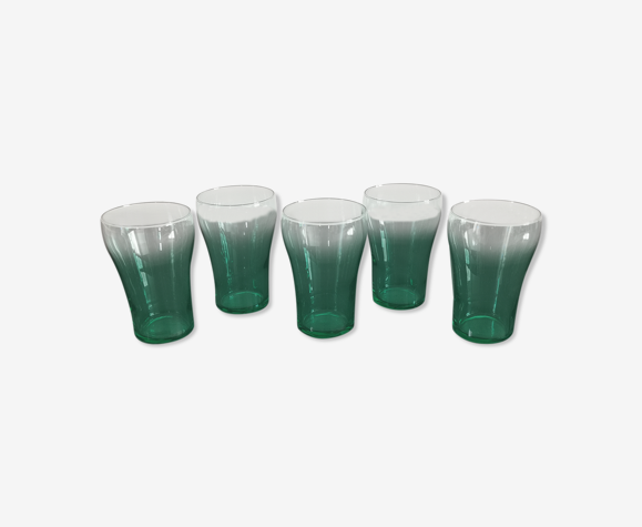 5 anciens verres vintage vert émeraude