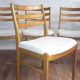 Set of 4 vintage faux sheepskin chairs 1960 Denmark