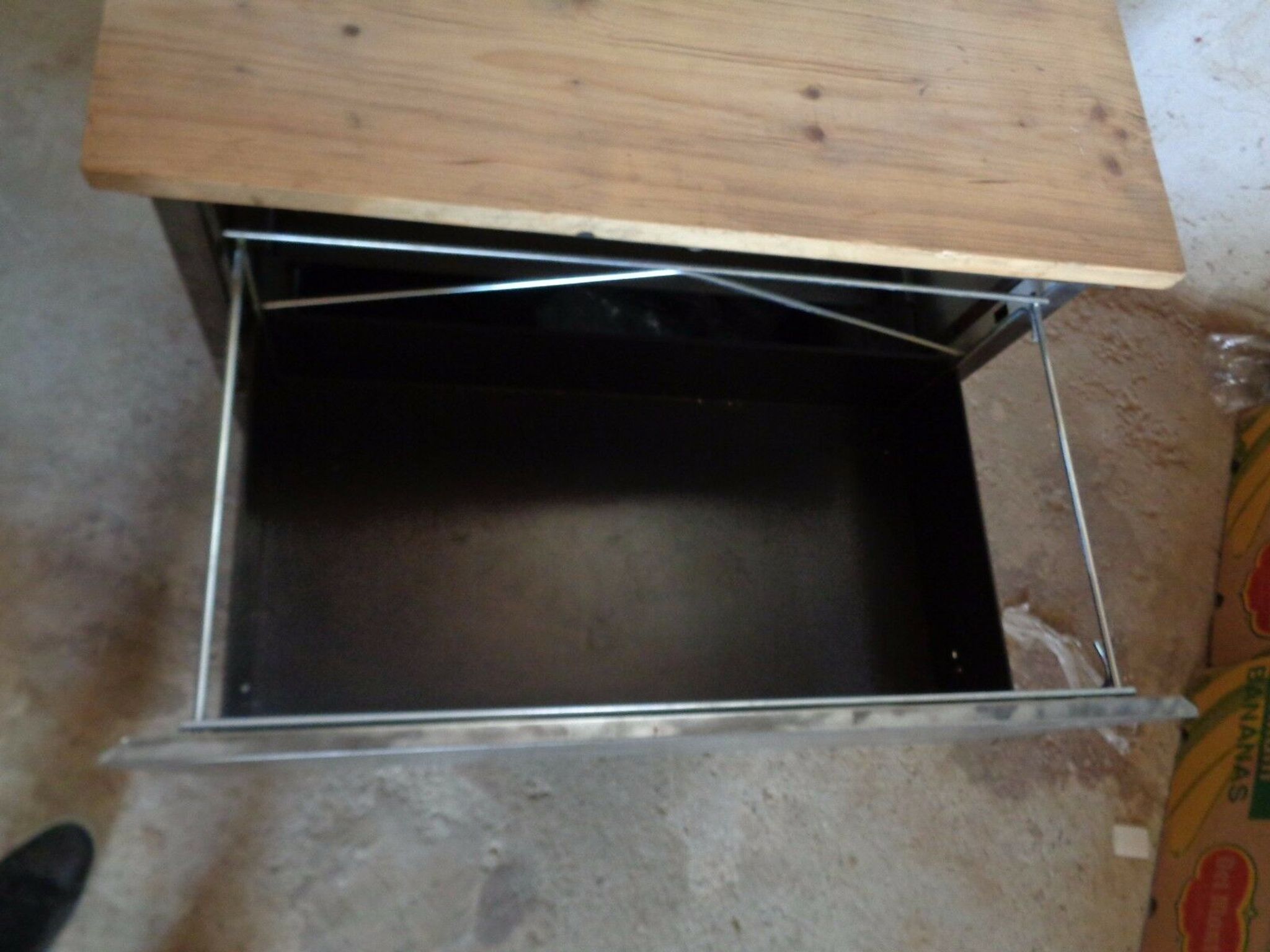 Industrial commodity has 2 drawers in metal brush patina wooden tray counterpoid