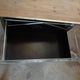 Industrial commodity has 2 drawers in metal brush patina wooden tray counterpoid