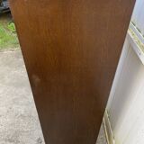 1970 oak office storage cabinet with curtains.