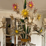 Lustre émaillée bouquet fleurs naïve