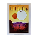 Impression lithographique de la planète kepler-16b issue de la série "visions du futur"