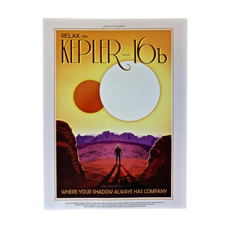 Impression lithographique de la planète kepler-16b issue de la série "visions du futur"