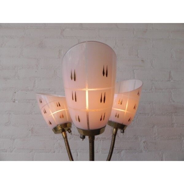 Floor lamp with three shades of glass vintage