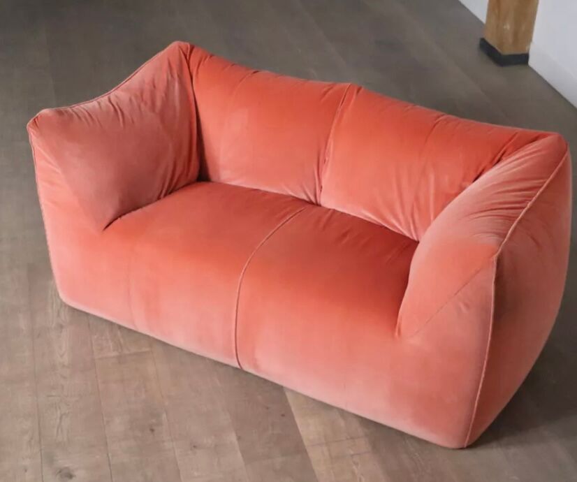 Canapé Le Bambole in coral velvet by Mario Bellini for B&B Italia,