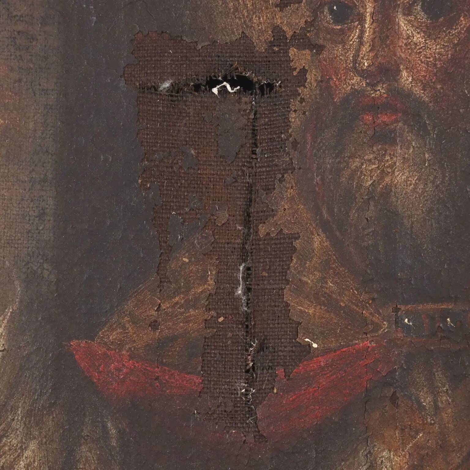 Ancient painting on a religious subject, oil on canvas, Italy 17th century.