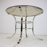 Midcentury Chrome and Glass Dining Table, Italy 1970s