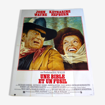 Affiche cinéma western originale "Une Bible et un Fusil" 1975 John Wayne 120x160 cm