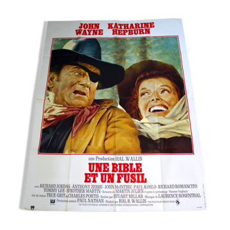Affiche cinéma western originale "Une Bible et un Fusil" 1975 John Wayne 120x160 cm