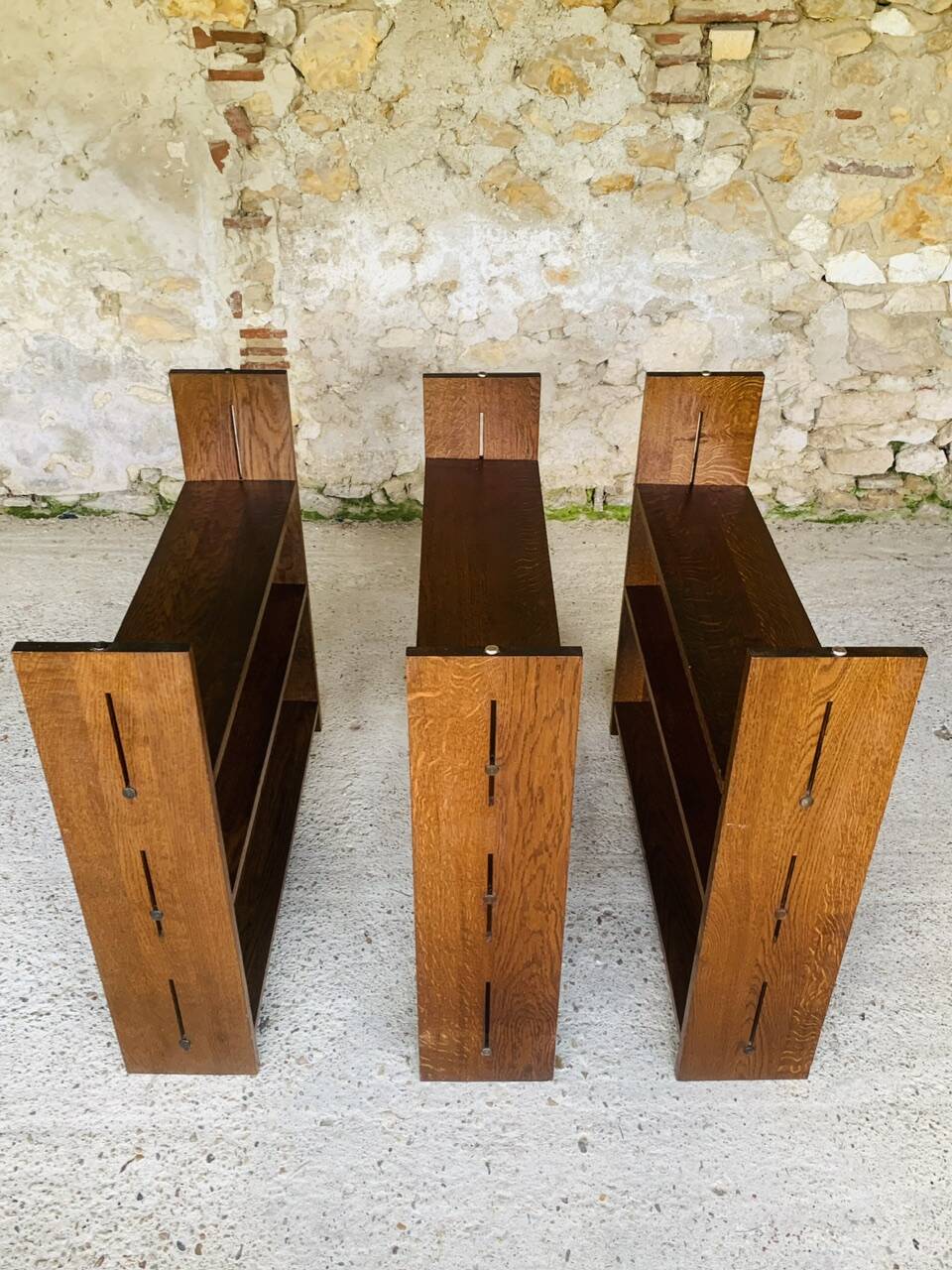 Set of 3 Vintage Modular Oak Bookcases
