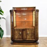 Vintage art deco cabinet / display cabinet with integrated lamps