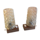 Pair of vintage bedside lamps in conical smoked glass