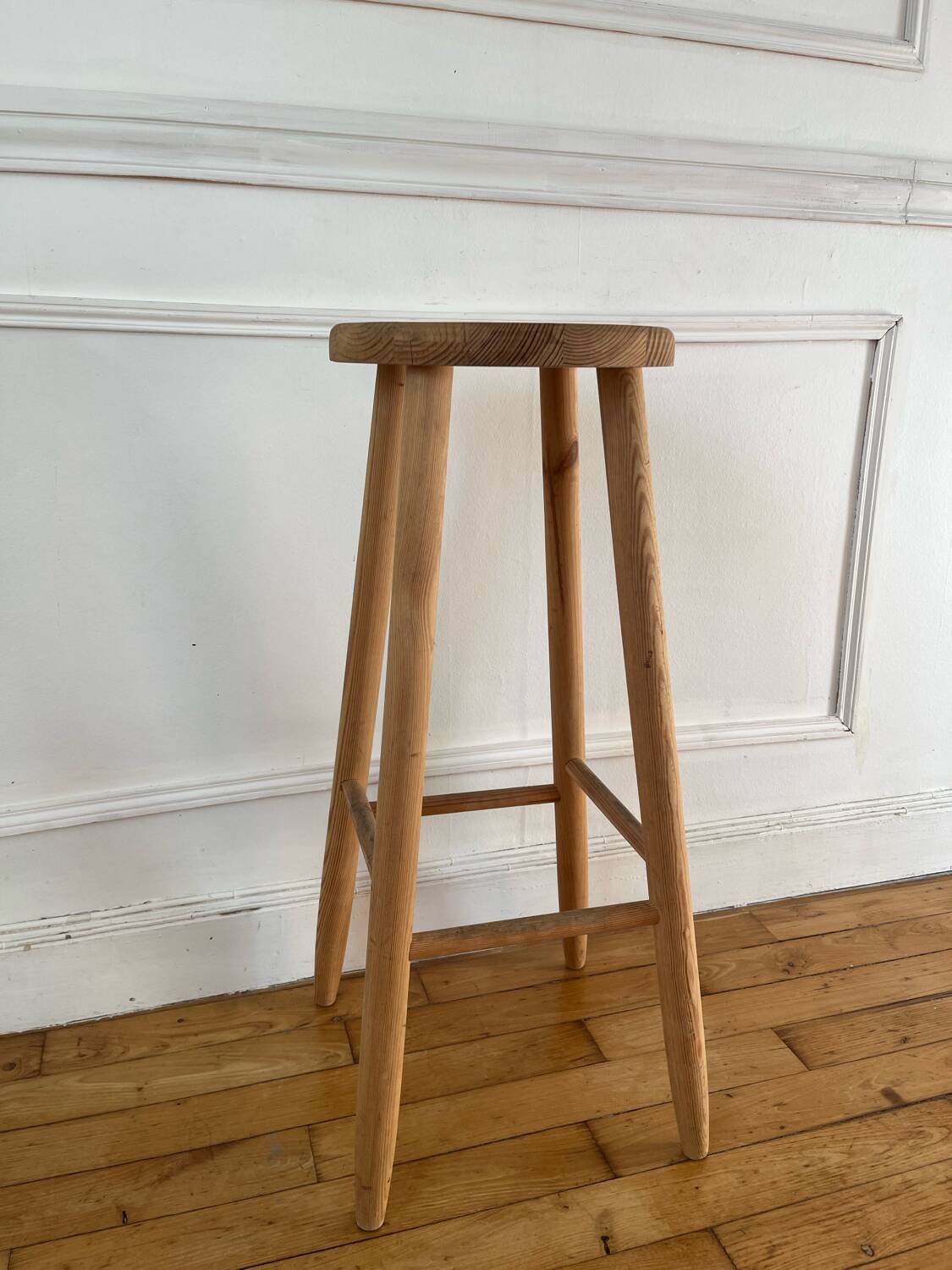High wooden stool with chalet style