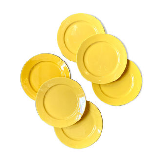 12 yellow earthenware dinner plates