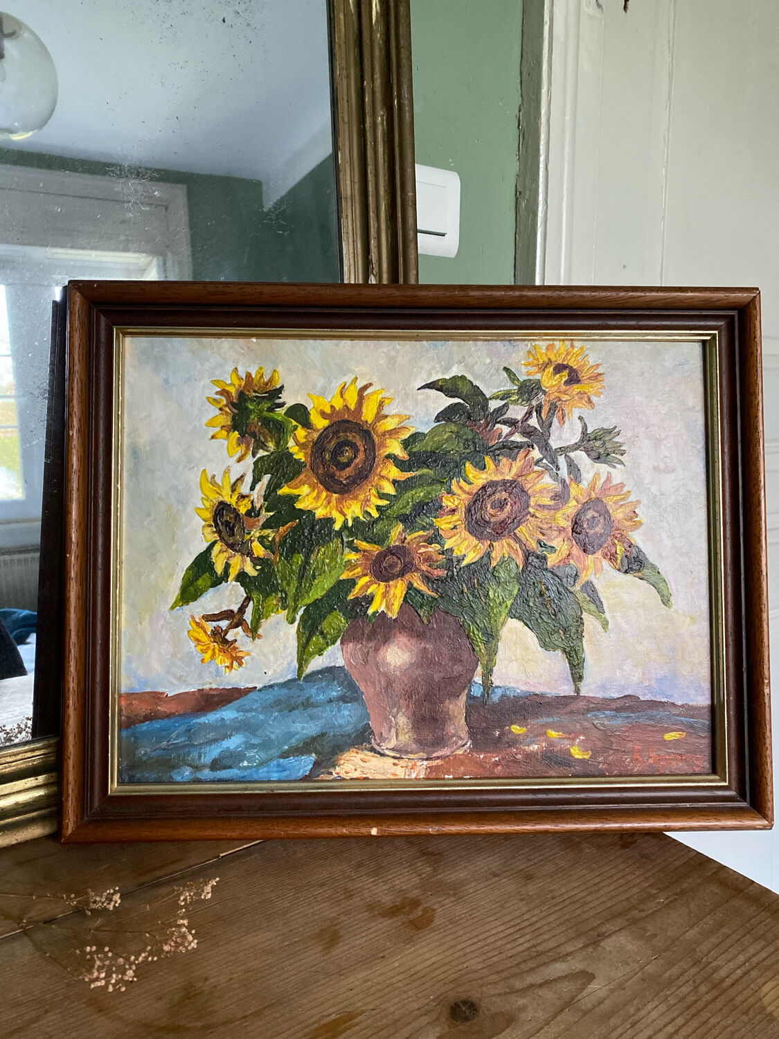 Signed painting bouquet of sunflowers 1985