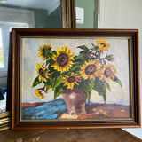 Signed painting bouquet of sunflowers 1985