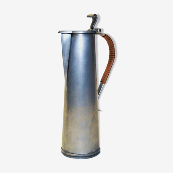 Vintage pewter jug with leather handle by Gunnar Havstad Norway 1950s