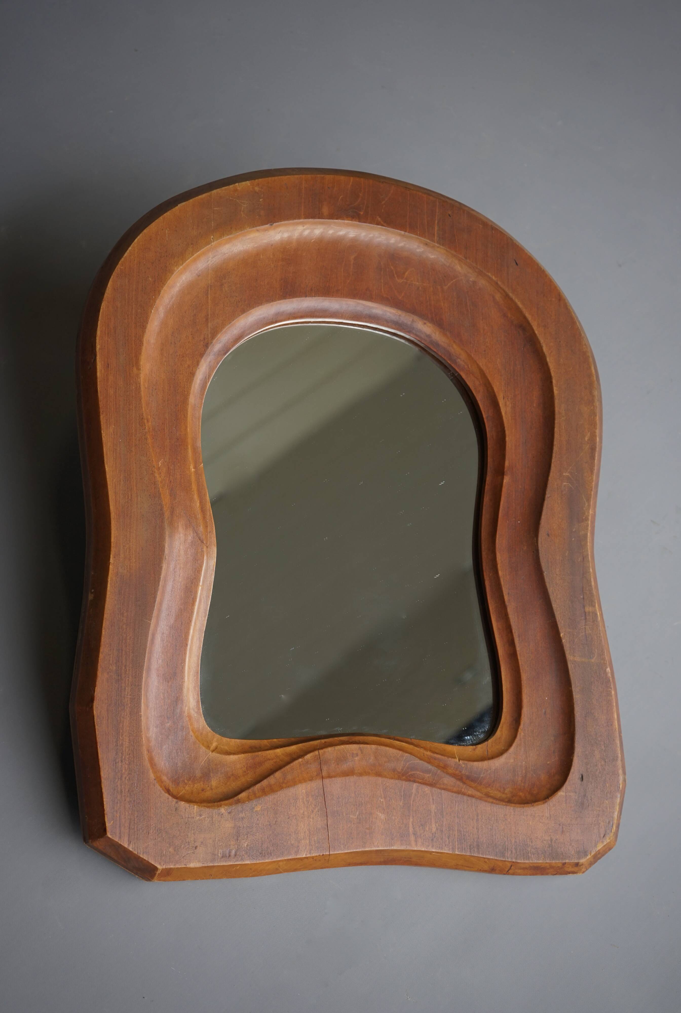 Mid-Century Anthroposophical wooden mirror, 1950s