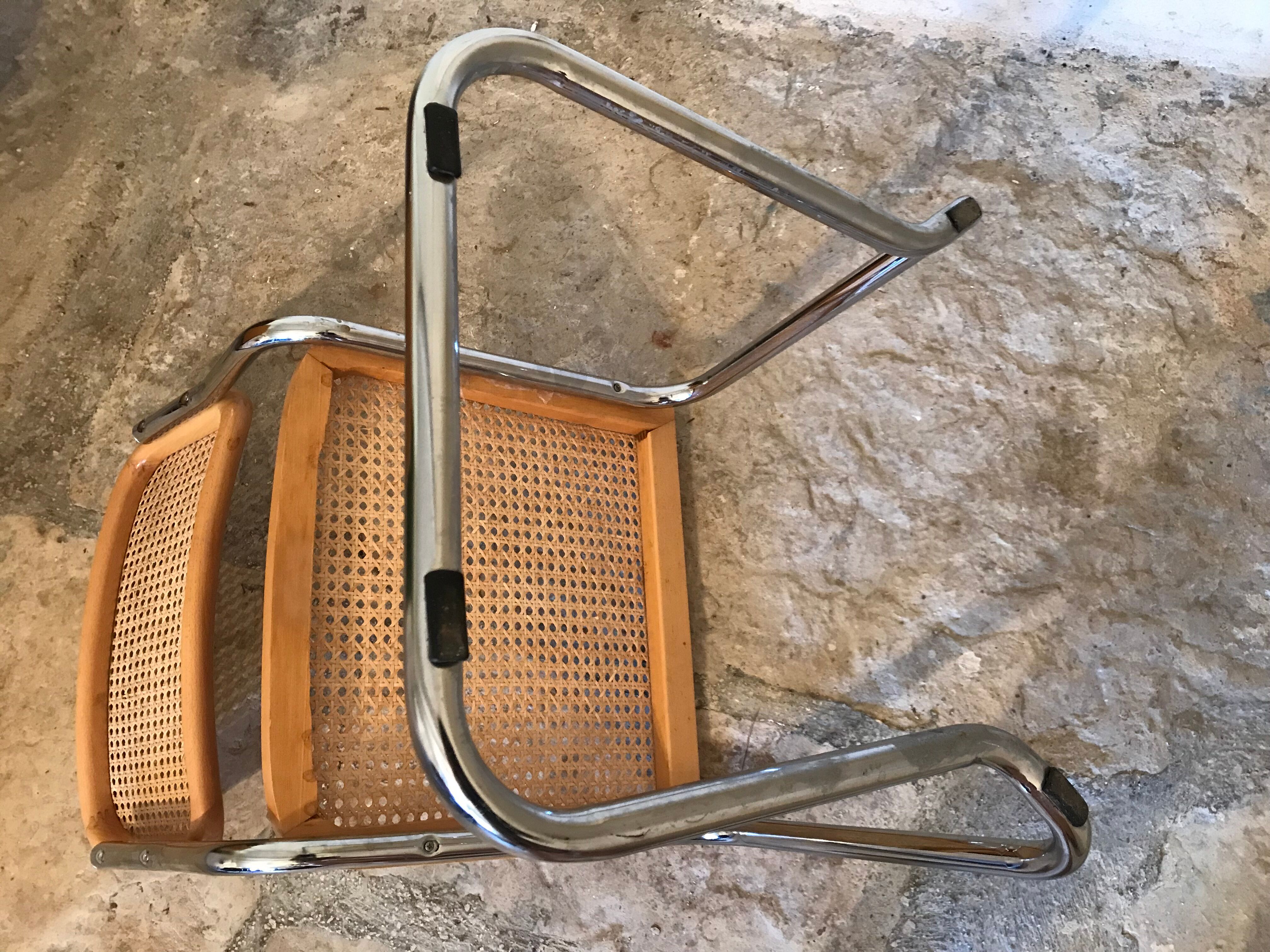 Vintage cantilever chair and chrome cantilever base