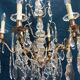 Chandelier, silver bronze, Louis XV style crystal.