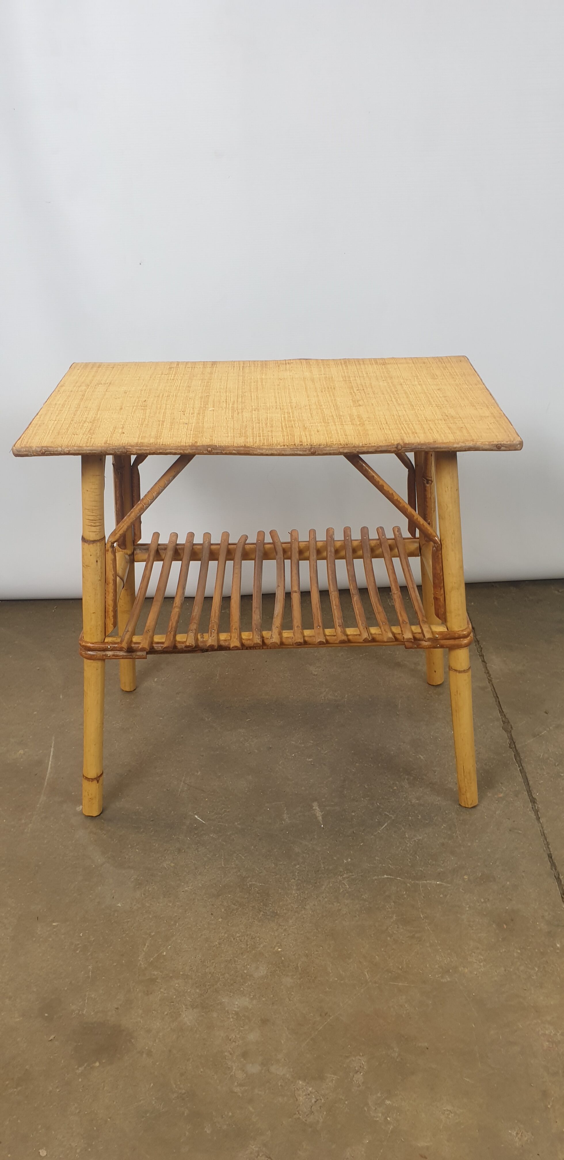Bamboo side table with two trays
