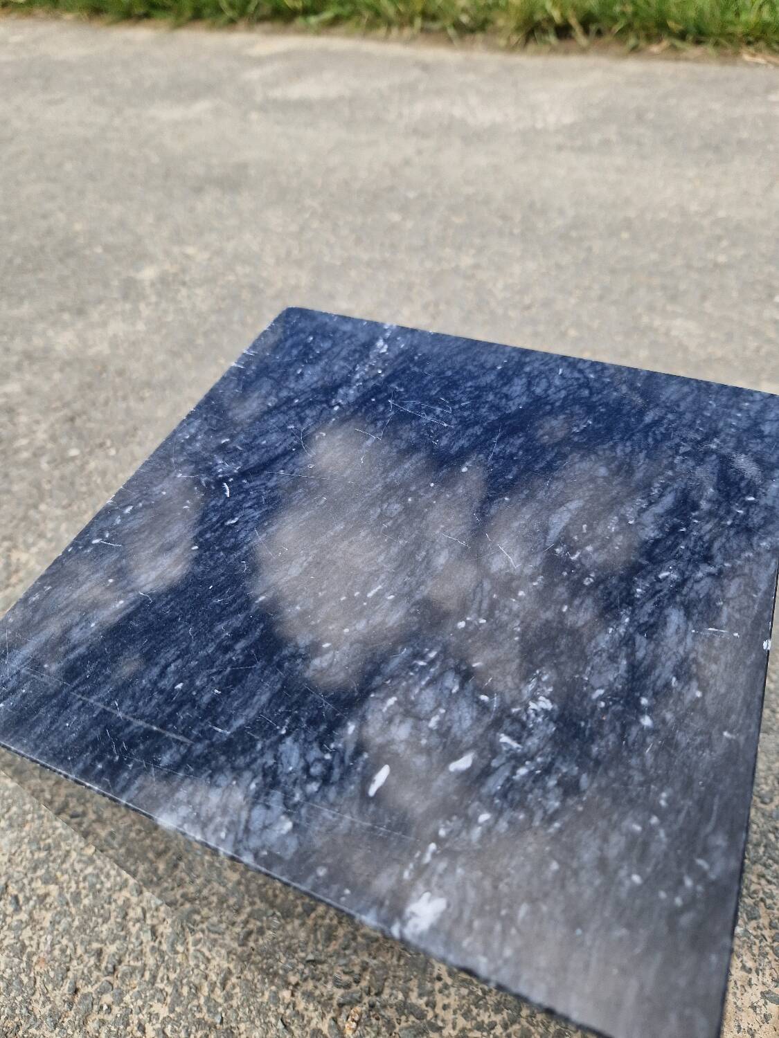 Vintage sculptural marble and glass coffee table from the 80s