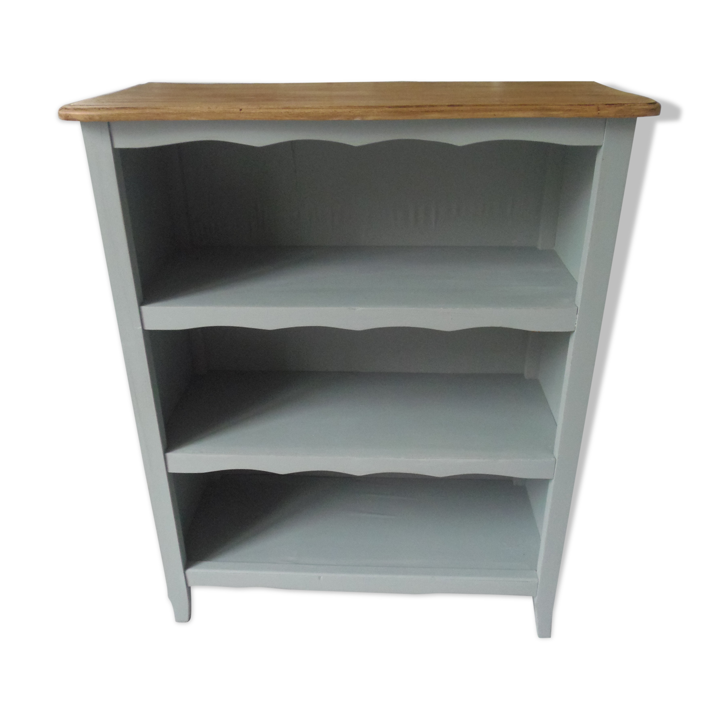 Small vintage library patinated green of grey wood tray