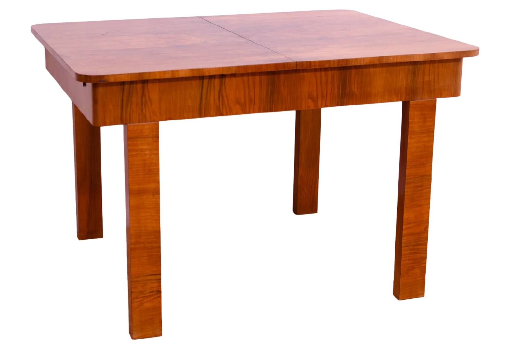 Walnut adjustable dining table, 1930s, Czechoslovakia