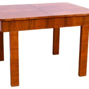 Walnut adjustable dining table, 1930s, Czechoslovakia