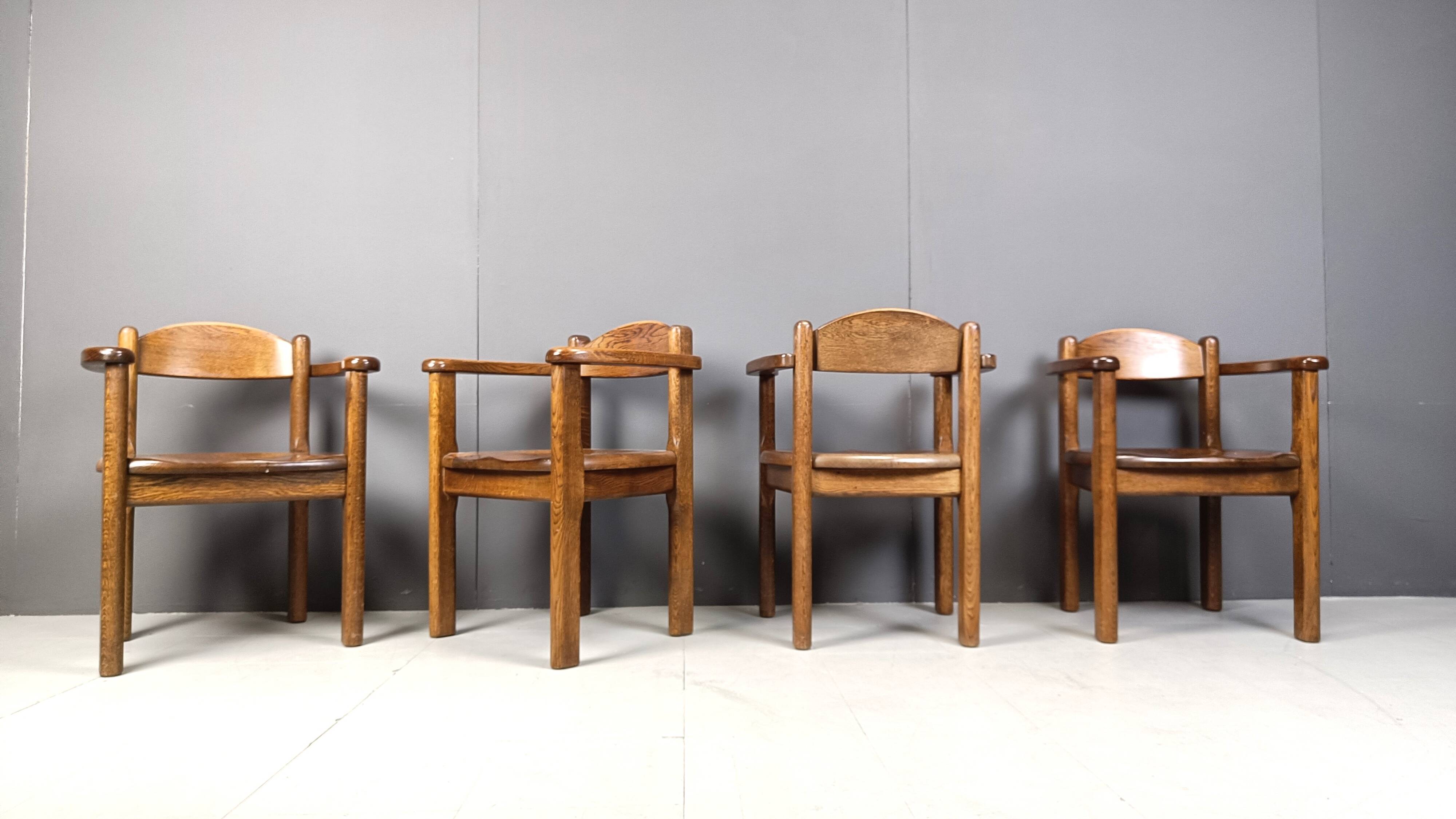 Vintage wooden armchairs made in Belgium, 1970s