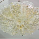 Splendid large size Italian Murano glass yellow and transparent ceiling light