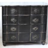 Victorian style black patinated crossbow chest of drawers
