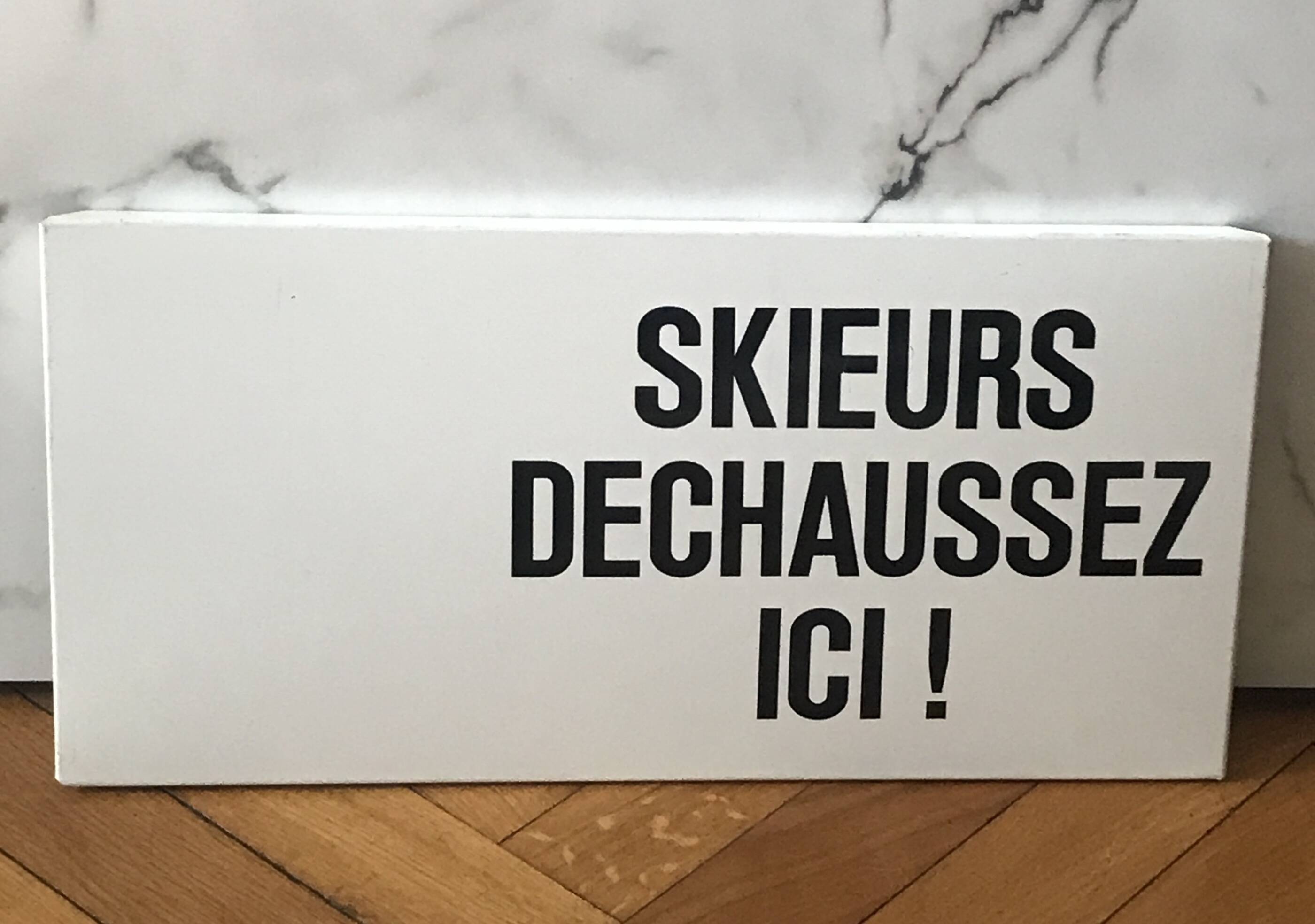 Vintage metal plate ski signage
