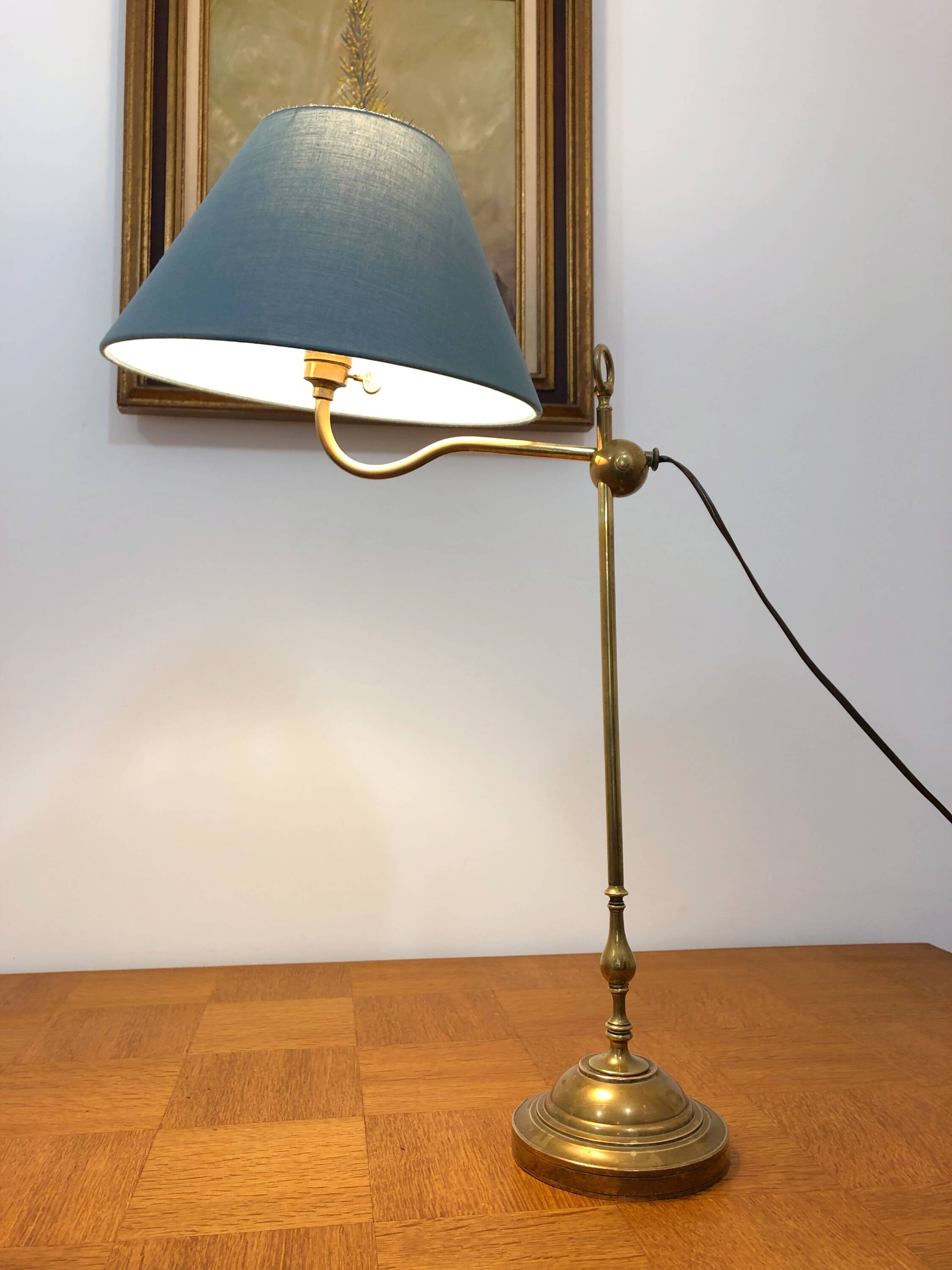 Patinated brass desk lamp, 19th century